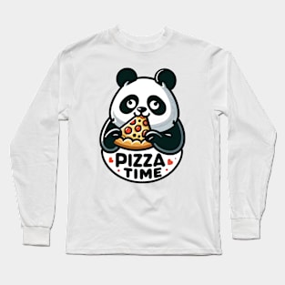 panda eat slice a pizza Long Sleeve T-Shirt